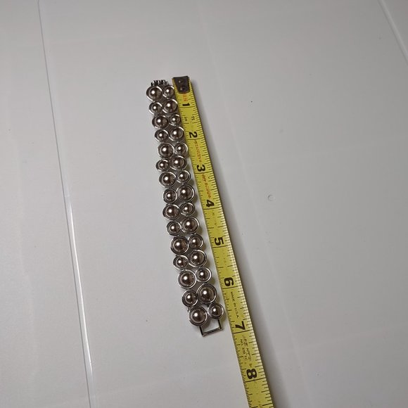 Silver Tone Heavy Metal Circle Bracelet - Picture 9 of 13